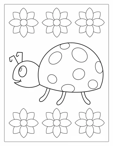 Easy Ladybug Coloring Page For Preschoolers