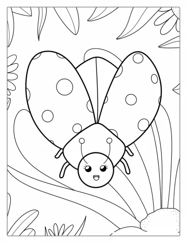 Cute Ladybug Beetle To Color