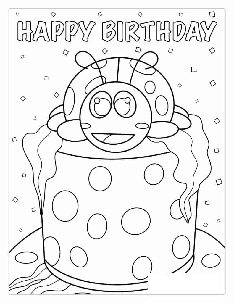 Ladybug Happy Birthday Coloring Page