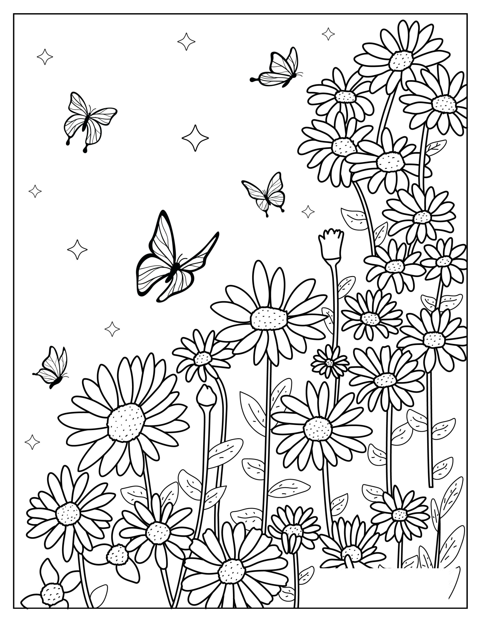 Abstract Butterflies With Daisy Flowers