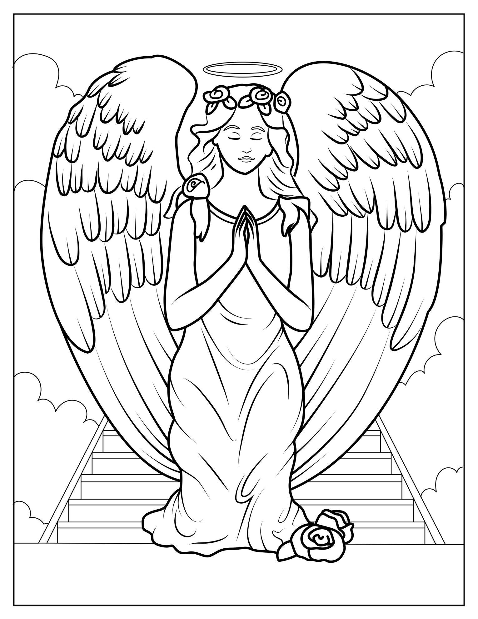 Preying Angel On Stairway To Heaven To Color