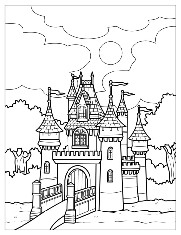 Detailed Medieval Castle In The Forest