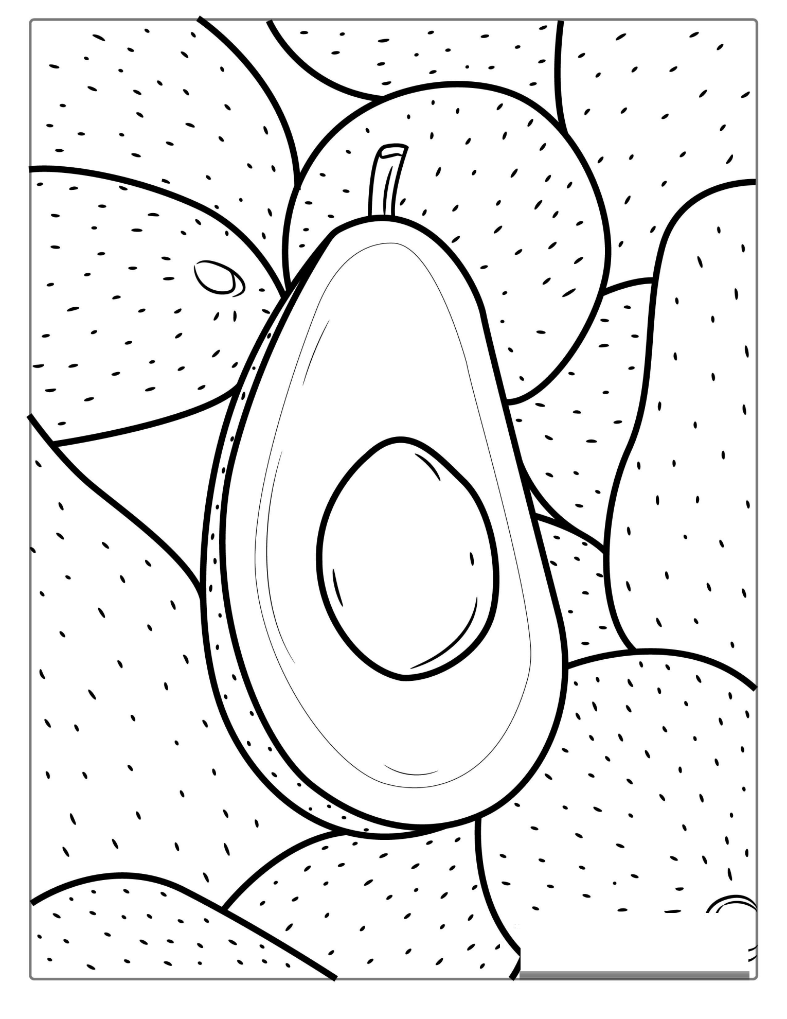 Simple Avocado Coloring Page For Kids