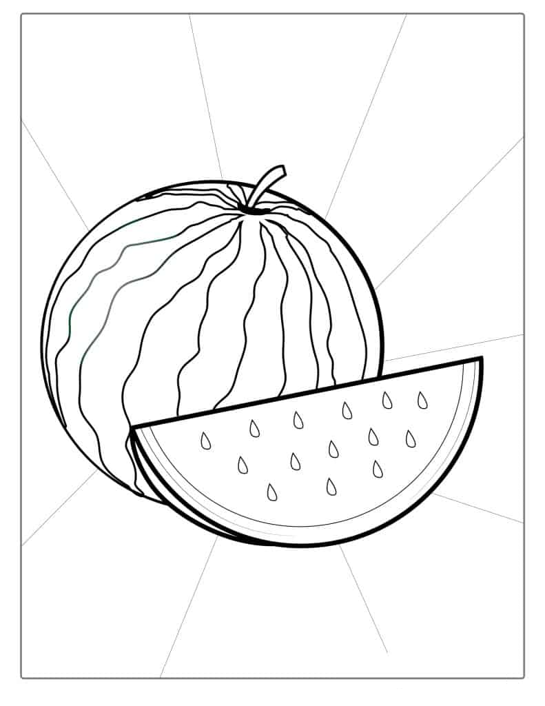 Big Juicy Watermelon Coloring Sheet