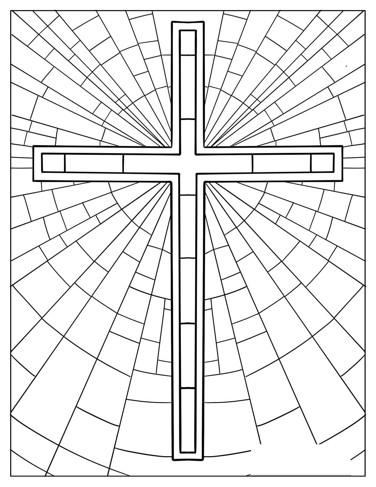 Simple Cross Stained Glass Coloring Page
