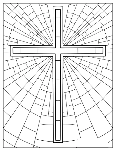 Simple Cross Stained Glass Coloring Page