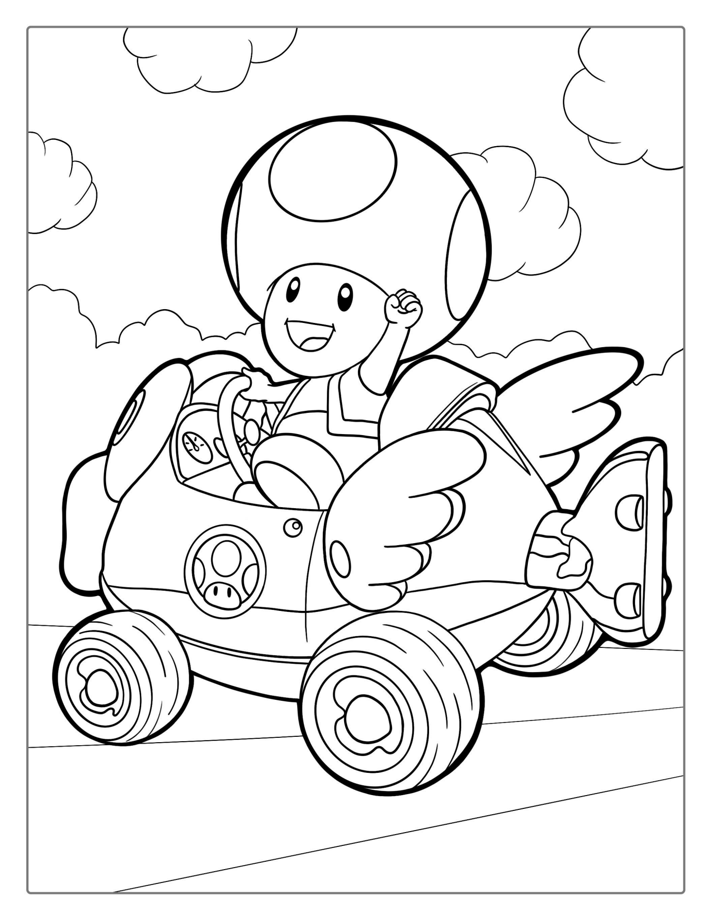 Toad (Mario Kart) Coloring Page For Kids
