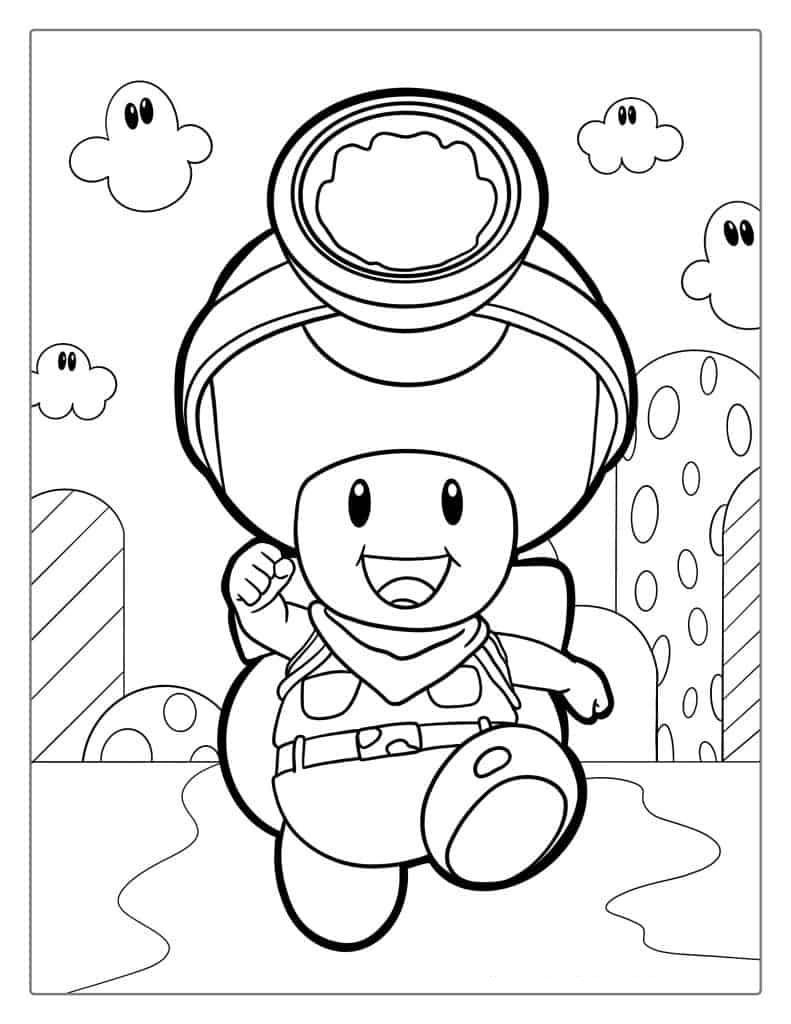 Cute Captain Toad Coloring Sheet