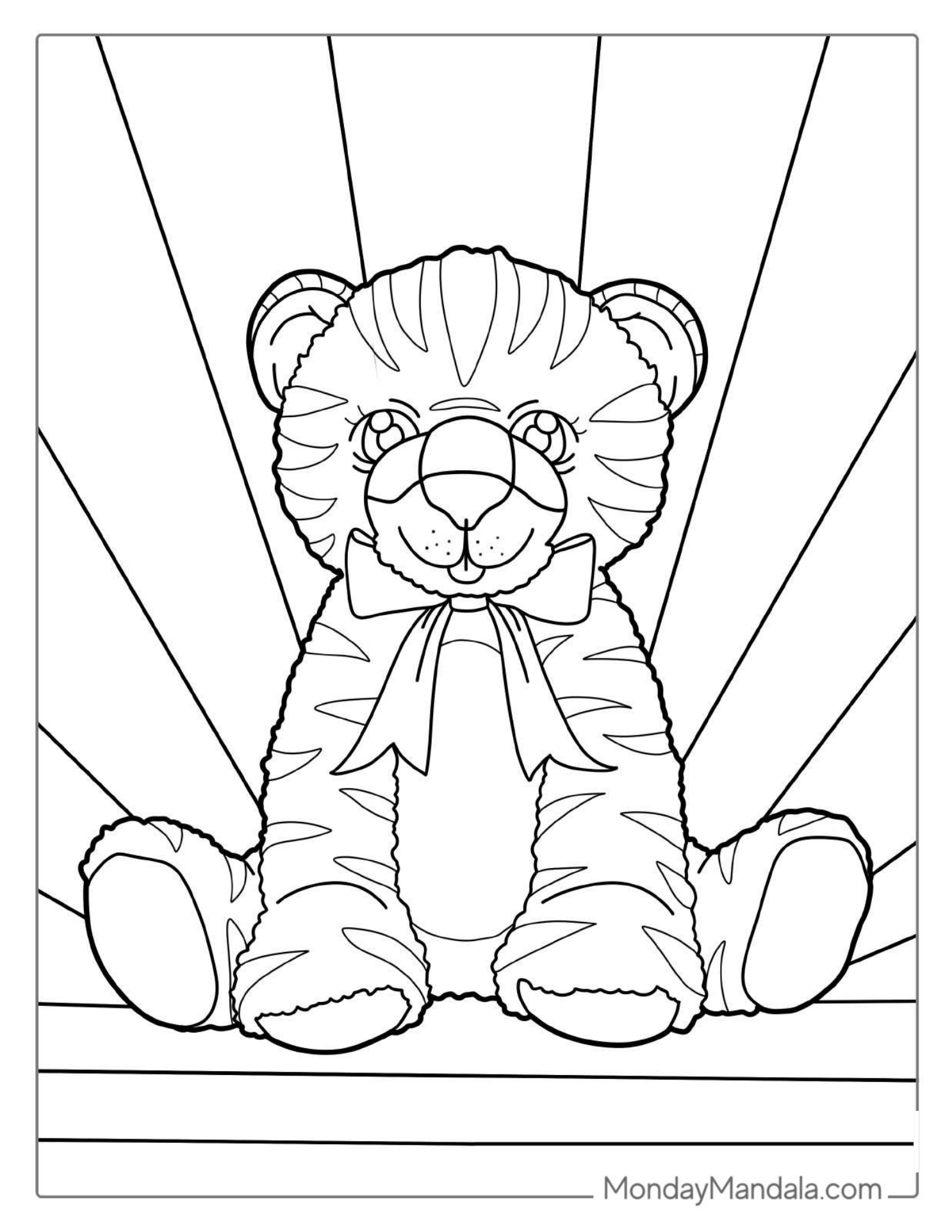 Easy Tiger Outline To Color For Kids