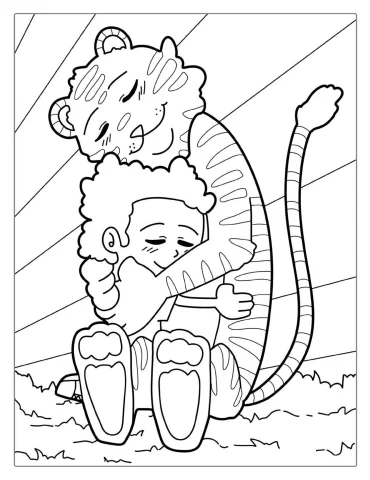 Calvin Hugging Tiger Hobbes Coloring