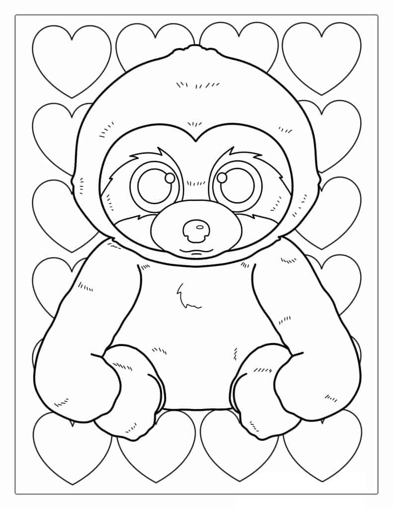 Easy Sloth Coloring Page For Kids