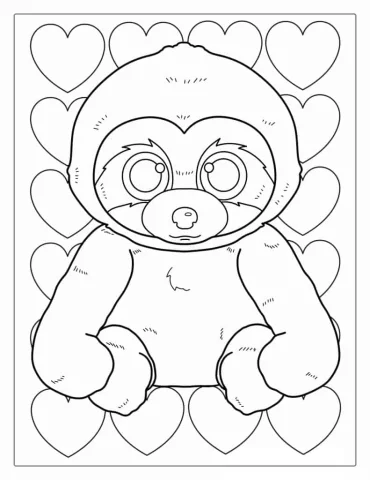 Easy Sloth Coloring Page For Kids