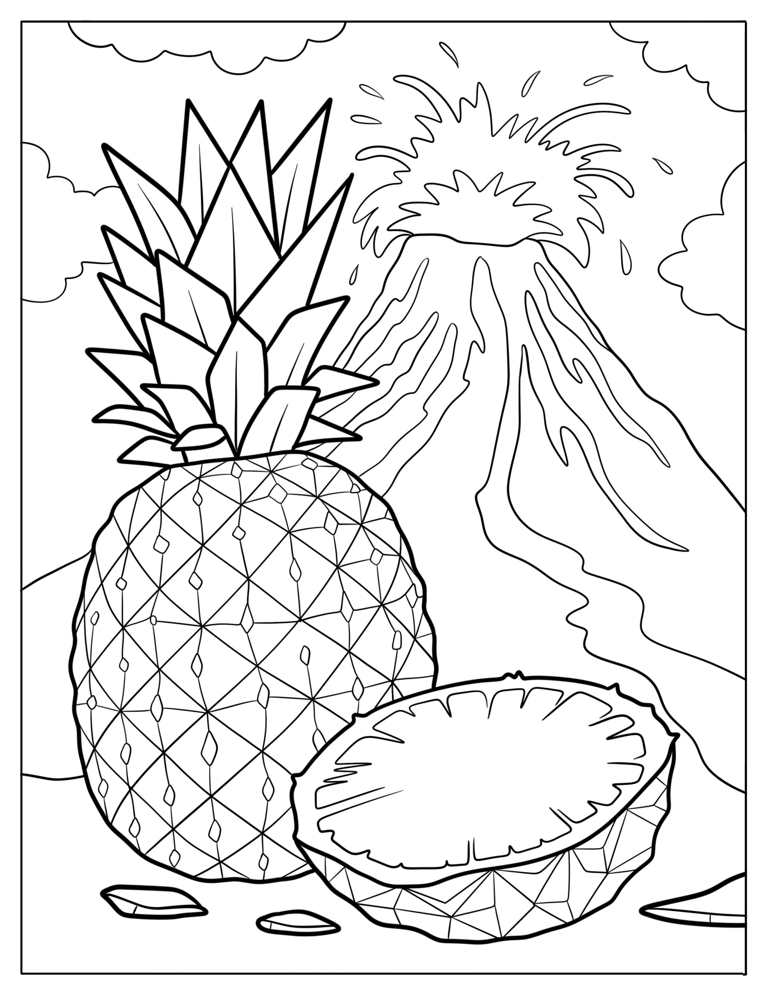 Geometric Pineapple With Volcano Eruption