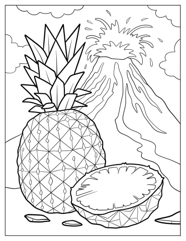 Geometric Pineapple With Volcano Eruption