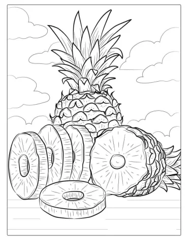 Sliced Pineapple Coloring Picture