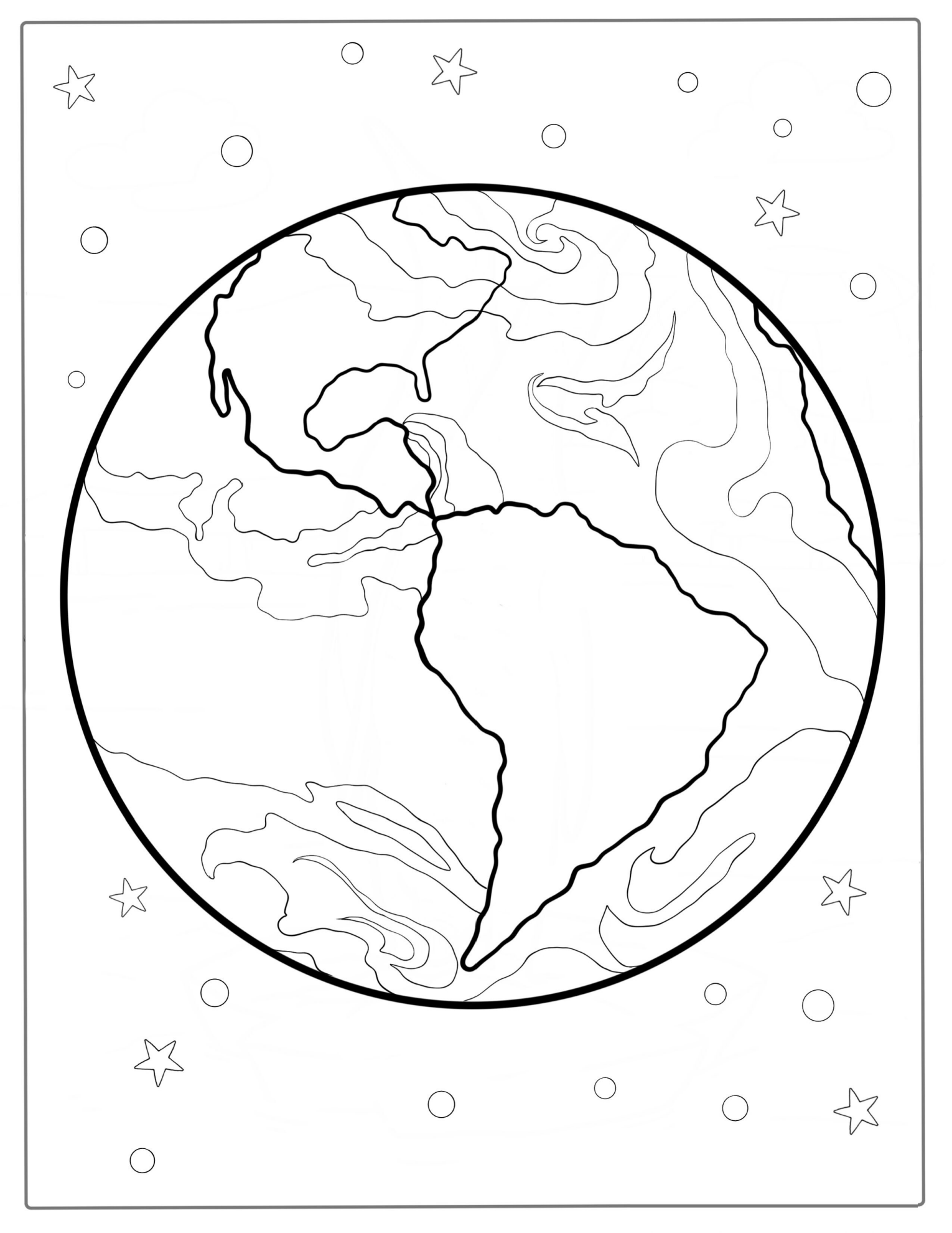 View Of Earth From Space Coloring Page