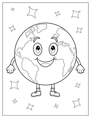 Happy Little Earth With Sparkling Background