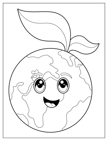 Adorable Earth Sprouting Leaves Coloring Page For Kids