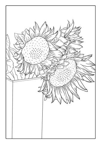 Detailed Sunflowers In Vase For Adults