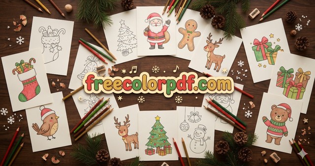 Free printable Christmas coloring pages on FreeColorPDF