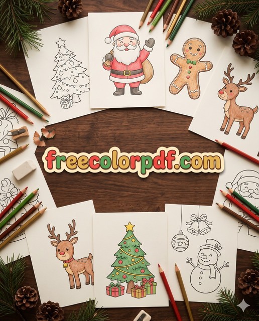Tranh tô màu Giáng Sinh Noel cho bé FreeColorPDF